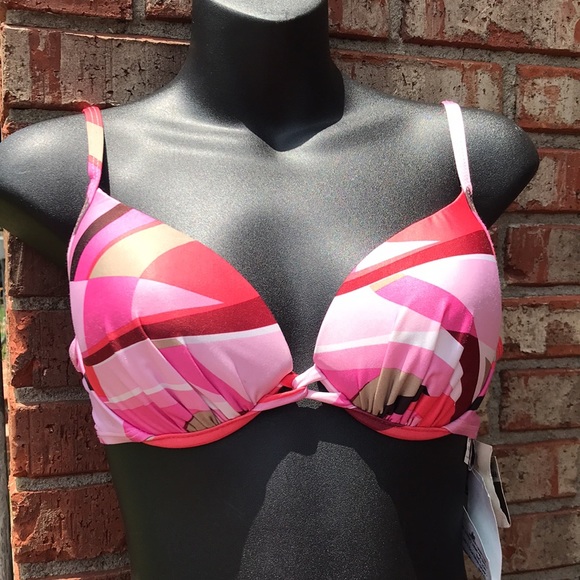 New ATHENA Pink Maroon Tan Soft Pink Sexy Bikini Top - Picture 1 of 5